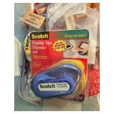 Craft Supplies Lot with Doilies, Tape Dispenser, Stamps, and Heat Tool