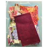 Assorted Quilting Fabric Scraps and Pieces in Storage Bin