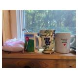 Quilting Supply and Mug Collection with Rulers, Clips, Ceramic Mugs, and Decor