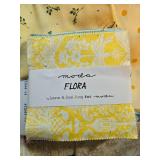 Collection of Quilting Fabric Scraps and Moda Flora Charm Pack