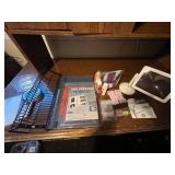 Craft Supplies and Office Organization Lot Including Photo Album, Magnifying Screen, CD Rack, and Thread Cutter Tool