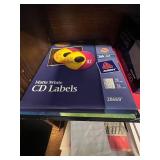 Lot of Office Supplies with Paper, Envelopes, and CD Labels