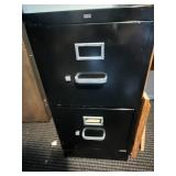 Pair of Black Two-Drawer Metal File Cabinets