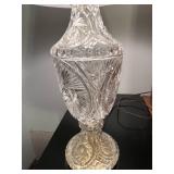 Cut Glass Table Lamp with Shade - stain on shade