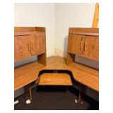 Large Corner Office Desk Suite with Overhead Shelves and Keyboard Tray - metal file cabinet not included