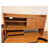 Large Corner Office Desk Suite with Overhead Shelves and Keyboard Tray - metal file cabinet not included