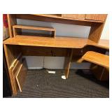Large Corner Office Desk Suite with Overhead Shelves and Keyboard Tray - metal file cabinet not included