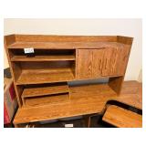 Large Corner Office Desk Suite with Overhead Shelves and Keyboard Tray - metal file cabinet not included