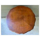 Carved Wood Side Accent Table with Scalloped Top