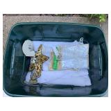 Holiday Decor Lot with Textiles, Giving Plate, Ornaments, and Arrangements