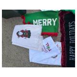 Holiday Decor Lot with Textiles, Giving Plate, Ornaments, and Arrangements