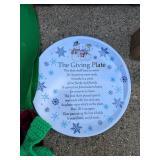 Holiday Decor Lot with Textiles, Giving Plate, Ornaments, and Arrangements