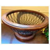 Holiday Decor Lot with Ornaments, Garland, Cards, Mitten Tags and Wood Wire Bowl