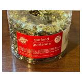 Large Lot of Christmas Ornaments, Garland, Lights and Storage Bin