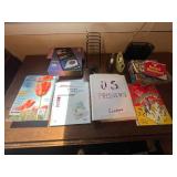 Mixed Educational and Leisure Lot: Puzzles, U.S. Presidents Binder, Songbook, and Books