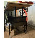 Large Upholstered Work Table with Metal Frame 62x24x37 Inch