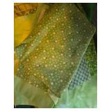 Collection of Assorted Green and Yellow Quilting Fabric Pieces