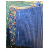 Collection of Blue Cotton Fabric Scraps and Quilting Pieces