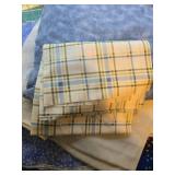 Collection of Blue Cotton Fabric Scraps and Quilting Pieces