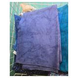 Collection of Blue Cotton Fabric Scraps and Quilting Pieces