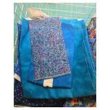 Collection of Blue Cotton Fabric Scraps and Quilting Pieces