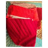 Collection of Red and Pink Heart-Themed Quilting Fabric Pieces