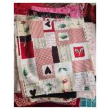 Collection of Red and Pink Heart-Themed Quilting Fabric Pieces