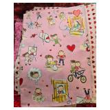 Collection of Red and Pink Heart-Themed Quilting Fabric Pieces