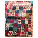 Collection of Red and Pink Heart-Themed Quilting Fabric Pieces