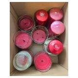 Collection of Red and Ivory Candles in Glass and Pillar Styles