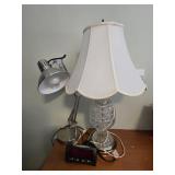 Lot of 2 Table Lamps and Westclox Digital Alarm Clock