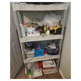 Plastic 4-Shelf Storage Unit with Assorted Office and Craft Supplies
