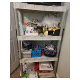 Plastic 4-Shelf Storage Unit with Assorted Office and Craft Supplies