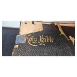 Vintage Religious Collection with Framed Artwork, Velvet Photo Album, and Antique Bibles