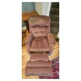 Reclining Upholstered Armchair in Mauve Fabric