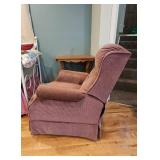 Reclining Upholstered Armchair in Mauve Fabric