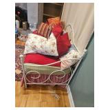 White Metal Daybed Frame with Mattress, Bedding, and Assorted Pillows