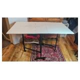 White Folding Drop-Leaf Drafting Table on Casters 35x60x36 Inches