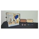 Nativity Scene Holy Bible Figurine with 2 Pairs of Eyeglasses in Cases