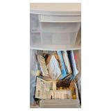 Plastic Drawer Unit with Office Supplies, Stationery, Books, and Accessories