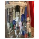 Assorted Office and School Supplies Collection with Scissors, Pens, Laminating Sheets, and Awards