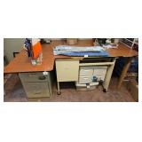 Large L-Shaped Metal Office Desk with File Drawers and Storage, 68 in Wide