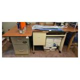 Large L-Shaped Metal Office Desk with File Drawers and Storage, 68 in Wide