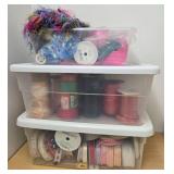 Large Craft Ribbon Collection with Storage Bins - Assorted Colors and Styles