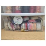 Large Craft Ribbon Collection with Storage Bins - Assorted Colors and Styles