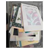 Collection of Assorted Greeting Cards in Plastic Storage Bin