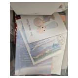 Collection of Assorted Greeting Cards in Plastic Storage Bin