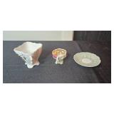 Vintage Assorted Decorative Porcelain Cups, Saucers, Bell, and Commemorative Plate Collection