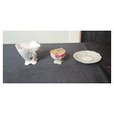 Vintage Assorted Decorative Porcelain Cups, Saucers, Bell, and Commemorative Plate Collection