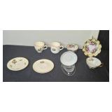 Assorted Vintage Teacups, Saucers, and Decorative Porcelain Dishes
